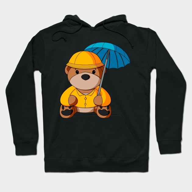 Rainy Day Umbrella Teddy Bear Hoodie by Alisha Ober Designs